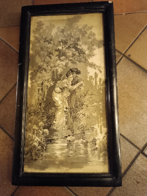 A 19th Century Woven Silk Black And White Picture