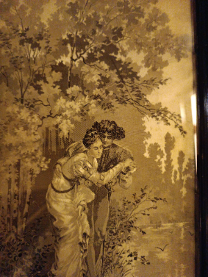 A 19th Century Woven Silk Black And White Picture