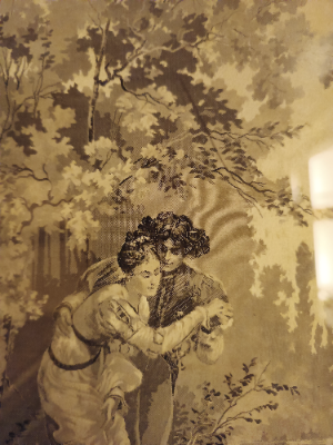 A 19th Century Woven Silk Black And White Picture