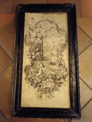 A 19th Century Woven Silk Black And White Picture