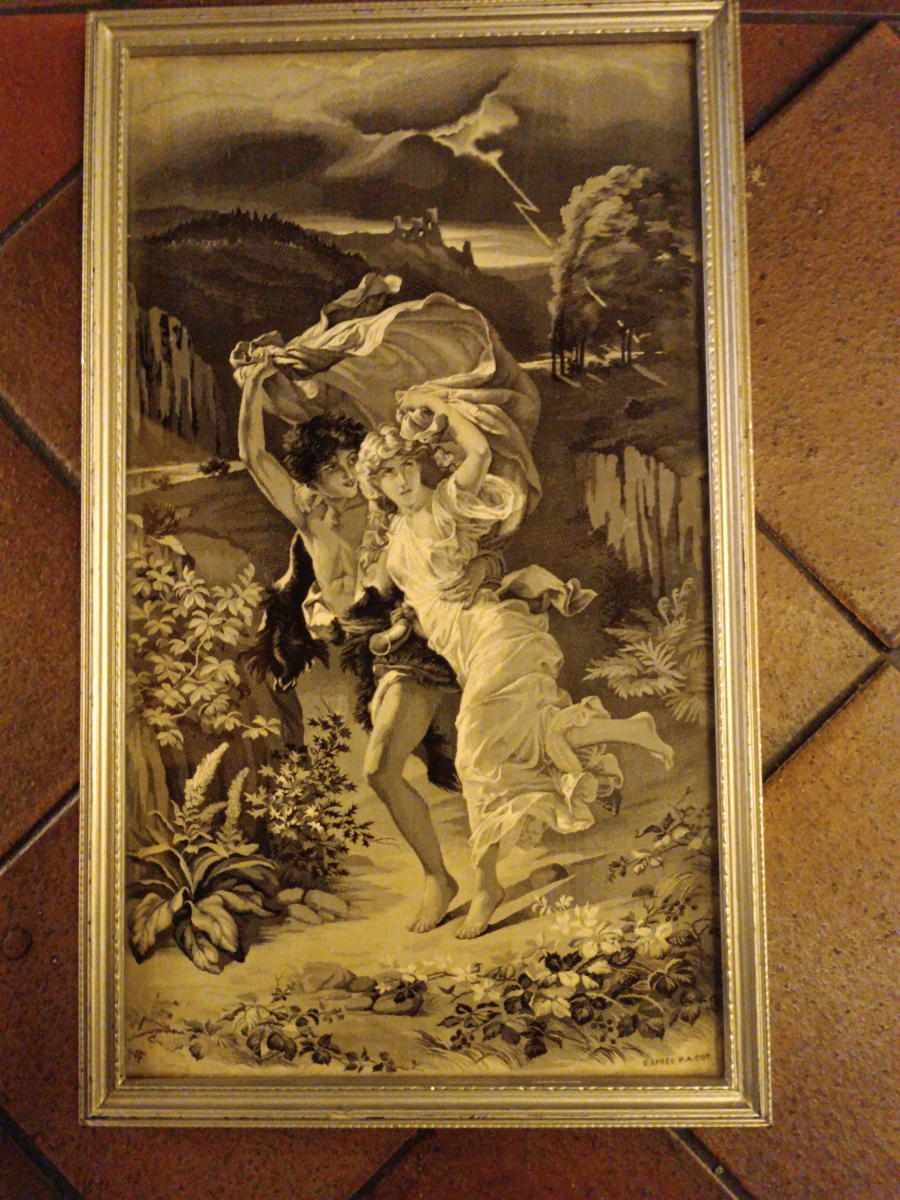 A 19th Century Woven Silk Black And White Picture