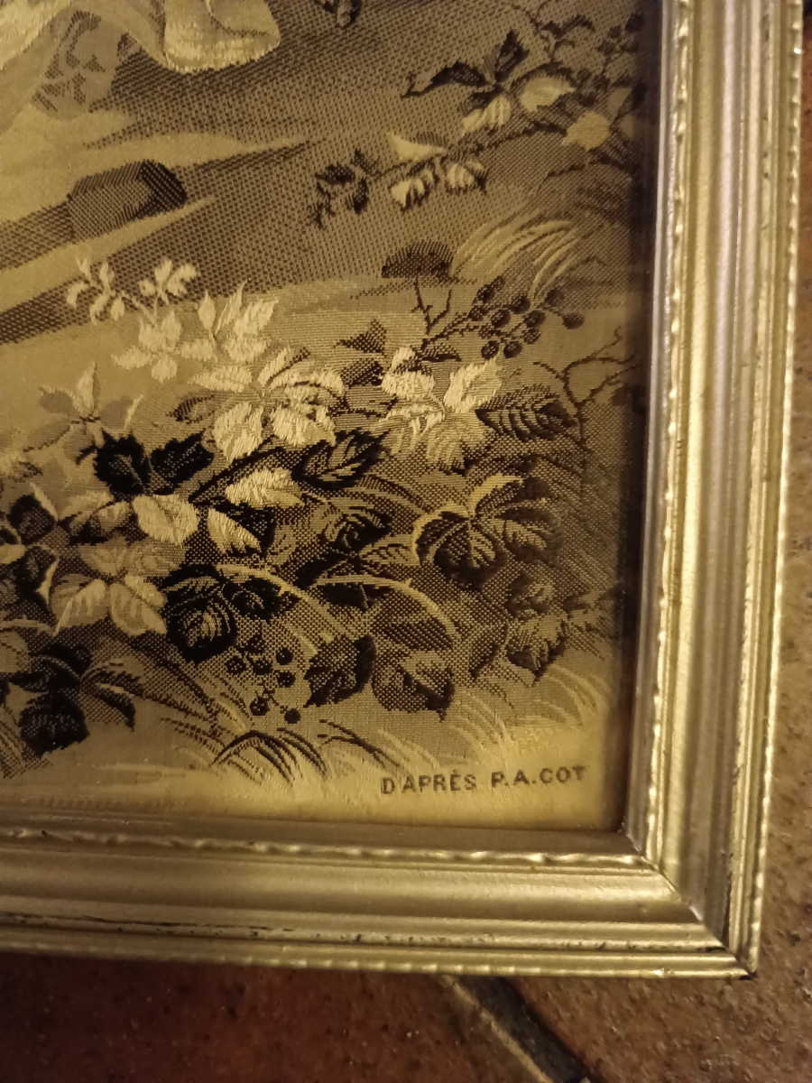 A 19th Century Woven Silk Black And White Picture