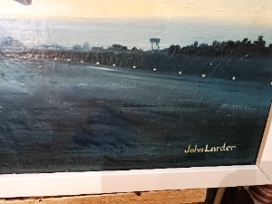Explore our collection of original 20th-century oil paintings by John Larder. Discover the stunning Lancaster Bombers at dusk, framed, 37x51cm. Shop now!