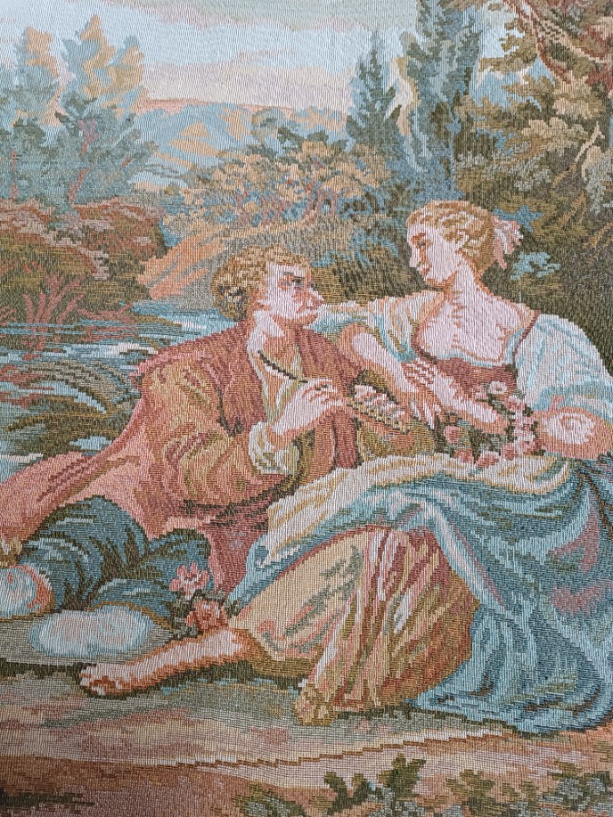 A 20th century Tapestry Of A Courting Couple
