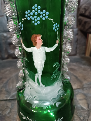 A Large Mary Gregory Green Vase
