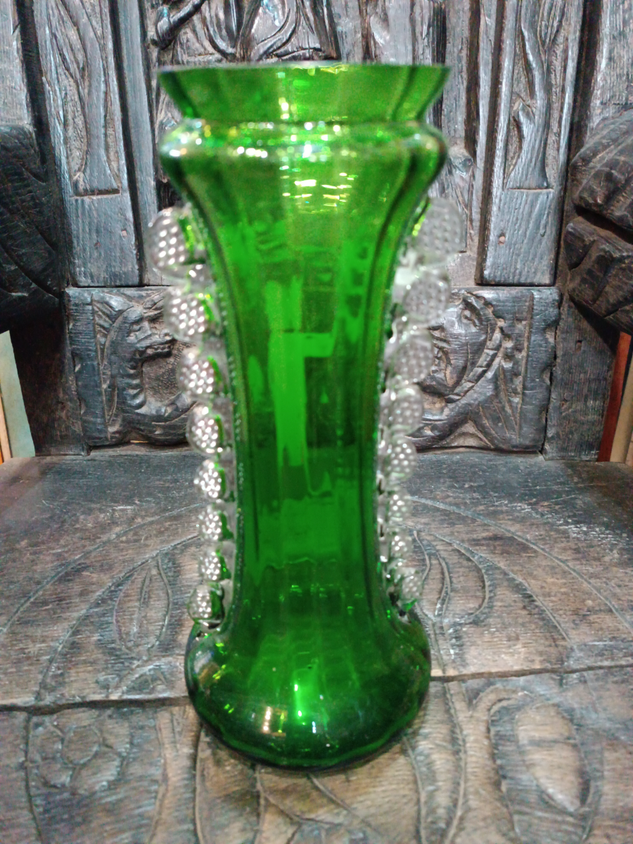 A Large Mary Gregory Green Vase