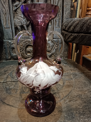 A Mary Gregory Amethyst Vase With 2 Handles