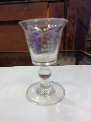 A Mid 18th C. Folded Foot Wine Glass Bucket Bowl With Grape Vines