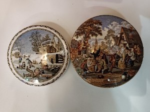 A Pair Of 19th Century Prattware Pot Lids
