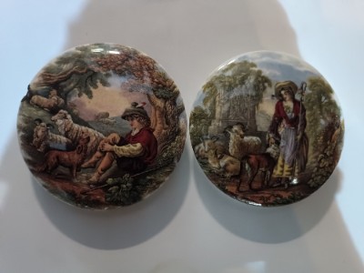 A Pair Of 19th C Prattware Pot Lids
