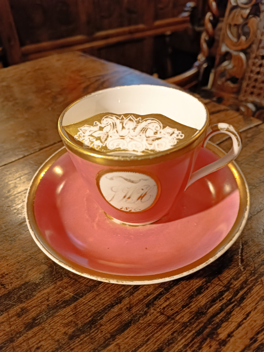 Discover our vintage mustache cup and saucer set, dating back to 1876. Adorn your home with this endearing piece of history, featuring a unique mustache guard and exquisite hand-painted motifs. Shop now to own a slice of timeless elegance!