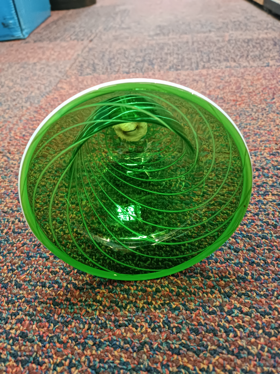 Discover our Victorian Nelsea Bristol green bell. In great condition and uniquely designed with enamel stripes. Shop now for this historical piece!