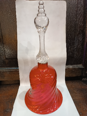 A Victorian Cranberry Glass Bell With Clanker