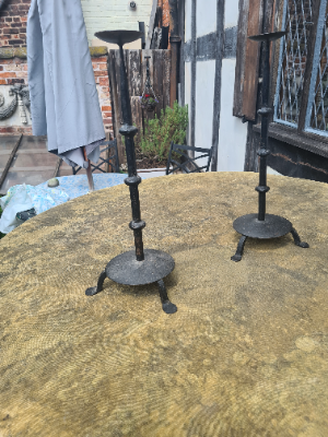 A Pair Of Lovely Cast Iron Candlesticks
