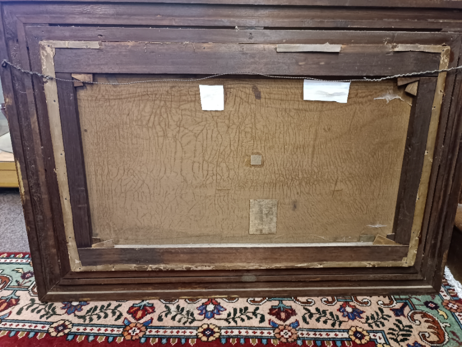 A 19th Century Large Oil Painting, " Seascape With Boats"