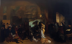 AFTER GUSTAVE COURBET, 1819 - 1877, A VERY LARGE OIL ON CANVAS The Painter’s Studio: A Real