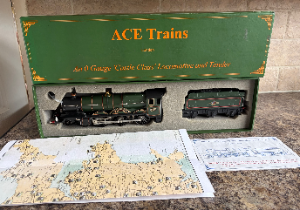 Ace Trains O gauge Castle Class, Isambard Kingdom Brunel, 5069, Great Western Green. Sold on consignment.

Condition: Excellent
Operation: 2 & 3 Rail
DCC Status: Analogue
Original Box: Yes
Instructions: Included
Model Number: 5069
Manufacturer: Ace Trains
Scale: O Gauge
Model Type: Steam Locomotive
Livery: GWR Green