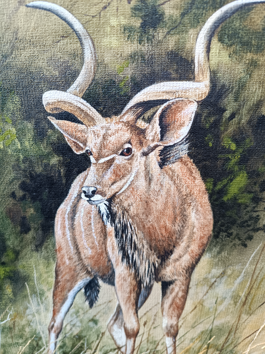 Discover unique, hand-painted artwork by British artist Stephen Gayford. Explore realistic acrylic on board depictions of African jungles on medium-sized driftwood frames. Buy now!