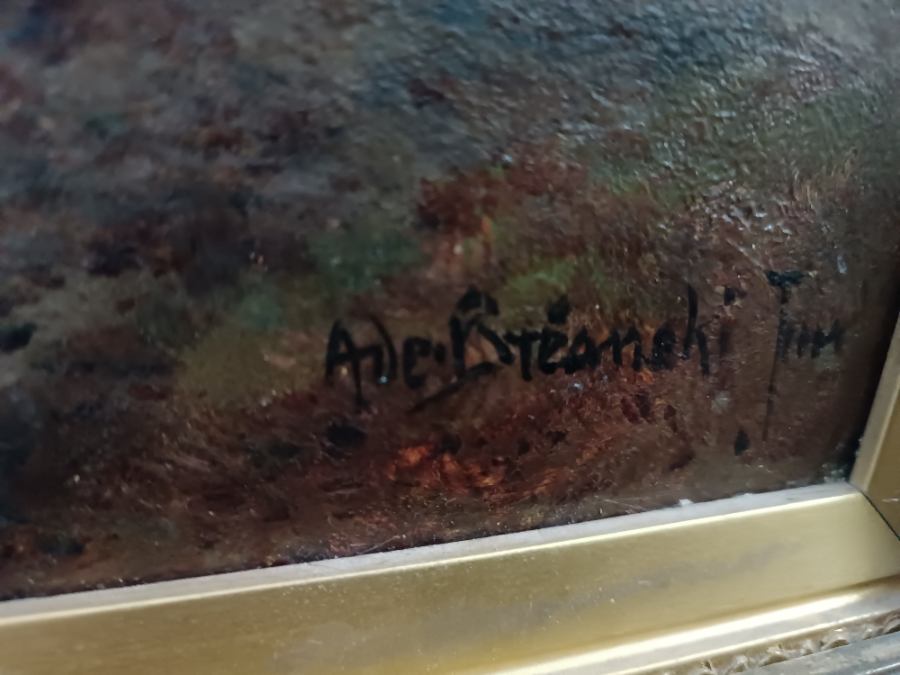 Discover Alfred De Breanski's stunning oil on canvas of 'Cattle watering at sunset'. Experience the charm of Victorian landscape art. Shop now!