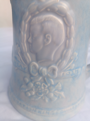 An Arthur Wood Commemorative relief jug, king Edward VIII.  In good condition.  Size 19 cm high.