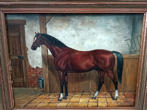 An Equestrian Oil On Panel Painting,20th Century, Signed