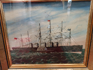 An Oil Painting Of Great Eastern Ship On Metal Sheet (19th Century)