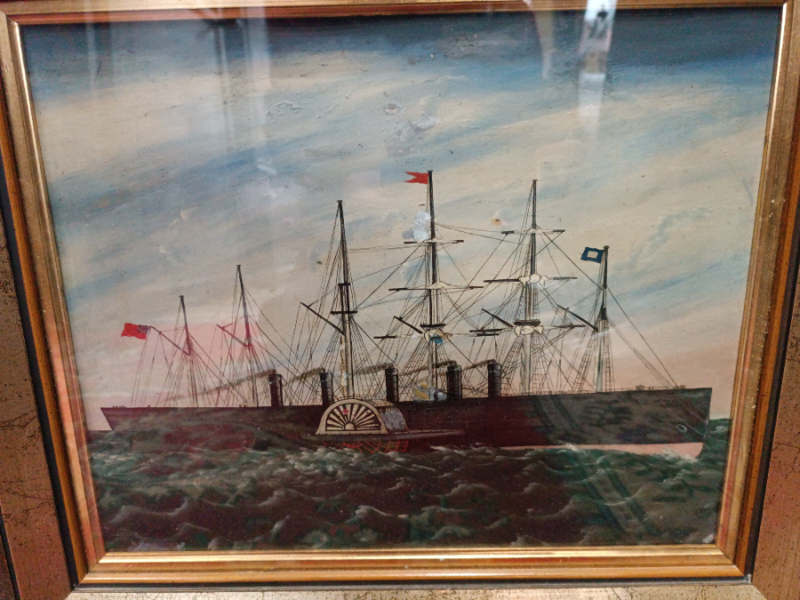 Primary image for An Oil Painting Of Great Eastern Ship On Metal Sheet (19th Century)