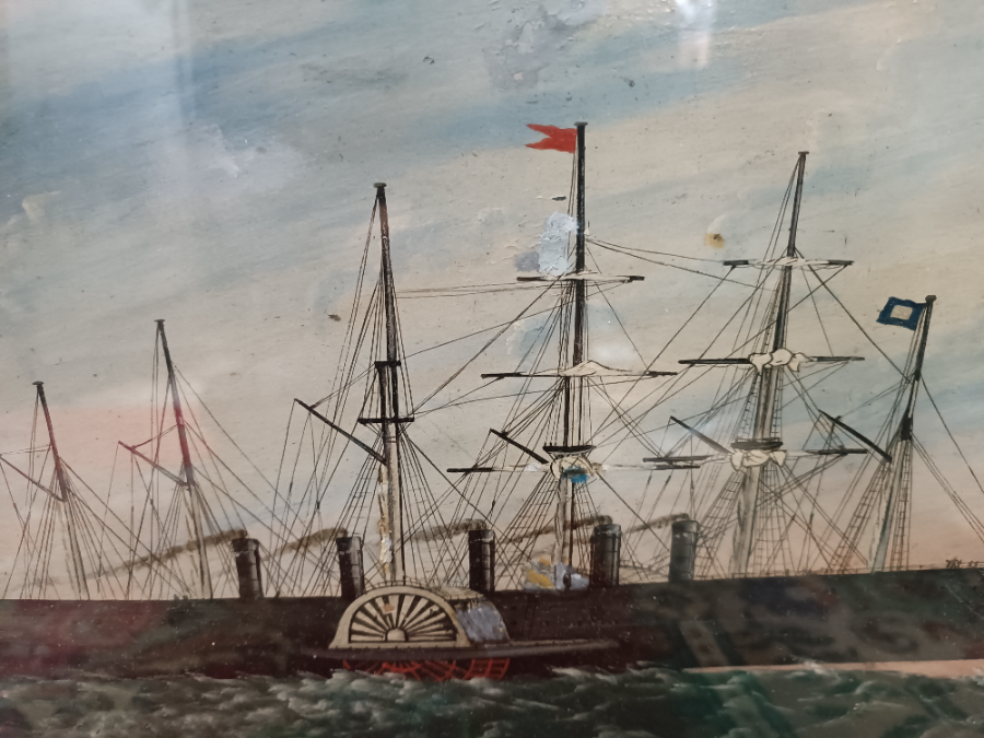 An Oil Painting Of Great Eastern Ship On Metal Sheet (19th Century)