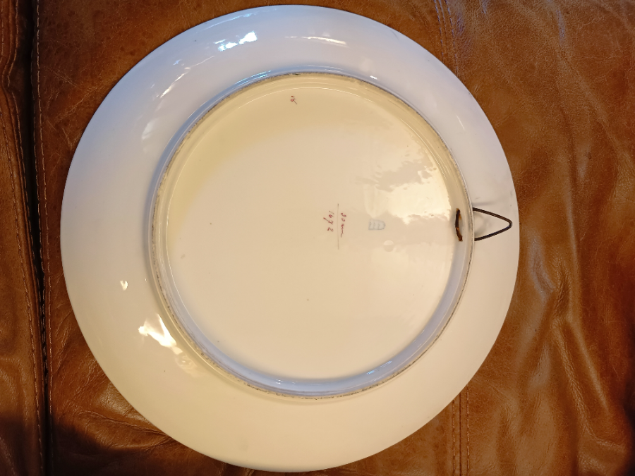 Uncover the charm of Antique porcelain chargers! Get a hand-painted 19th c. Eichwald marked Art Nouveau charger featuring classical scenes. Shop now for this 29.5 cm diameter piece.