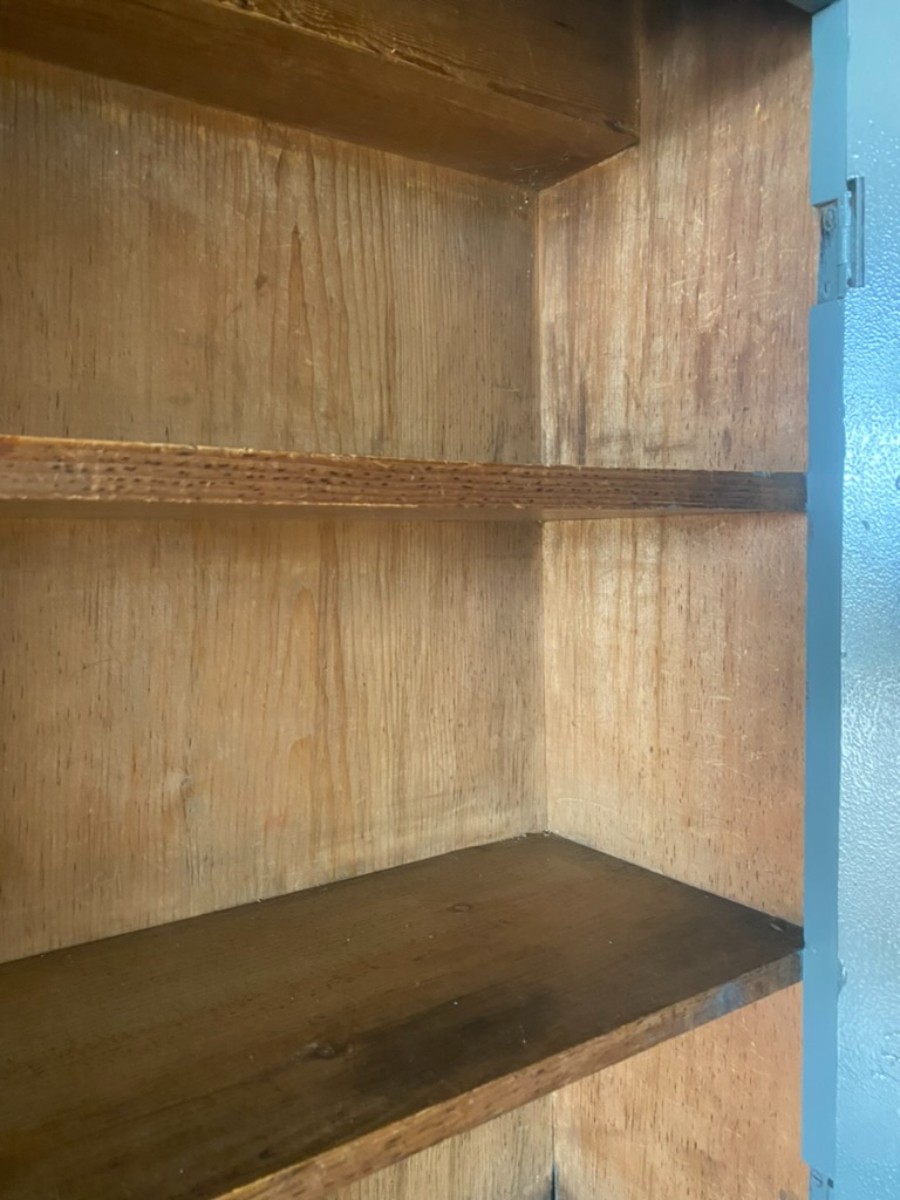 Antique 19th C. Painted Pine Housekeepers Kitchen Pantry Cupboard With Drawers