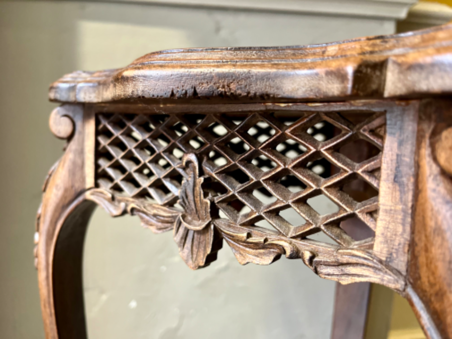 Antique 19th Century Intricately Hand Carved Wooden Display Shelf Hall Stand VGC