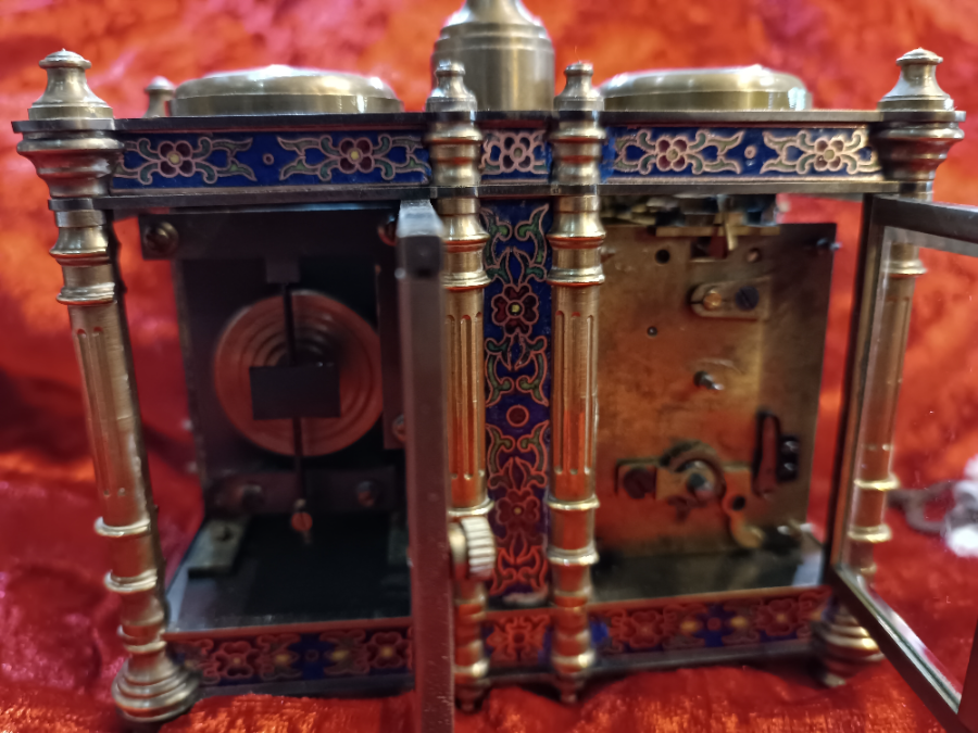 Explore our 1890's French bronze and enamel carriage clock and barometer combo. Features 8-day movement, includes key. Mint condition. Collect yours today!