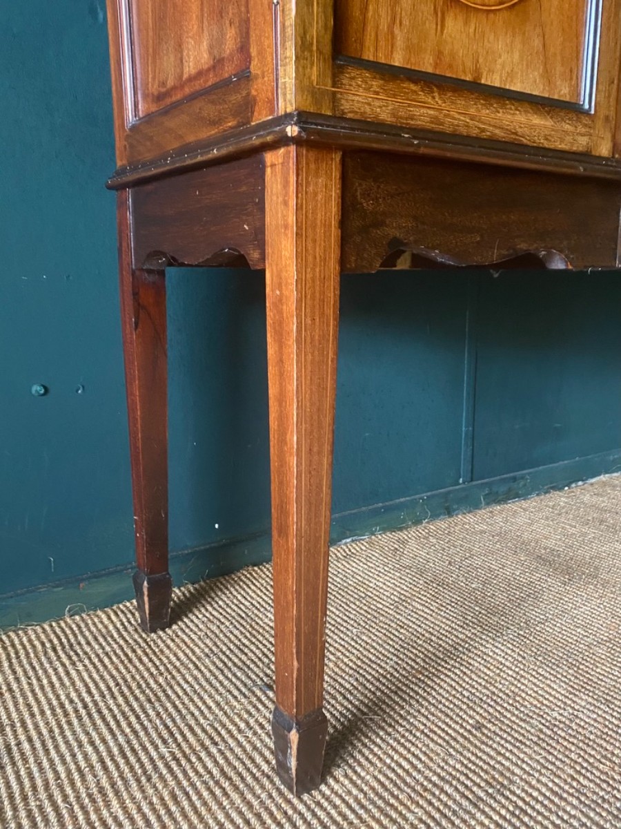 Antique Edwardian China Cabinet Bow Front Glazed Display Cupboard Ornate Inlay
