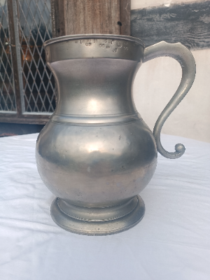 Rare Antique English  One Gallon Pewter Measure