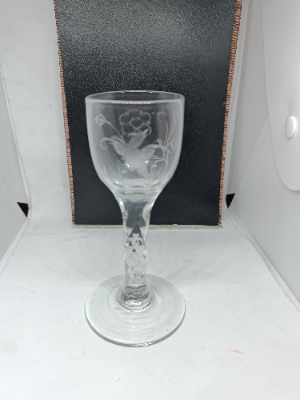 Antique Facet Cut Stem Georgian Wine Glass C 1810