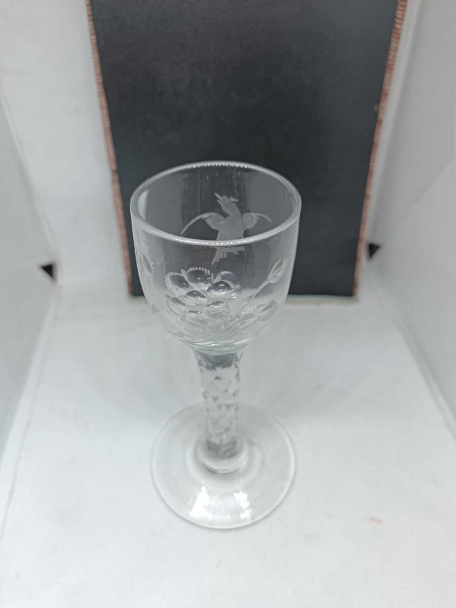 Antique Facet Cut Stem Georgian Wine Glass C 1810