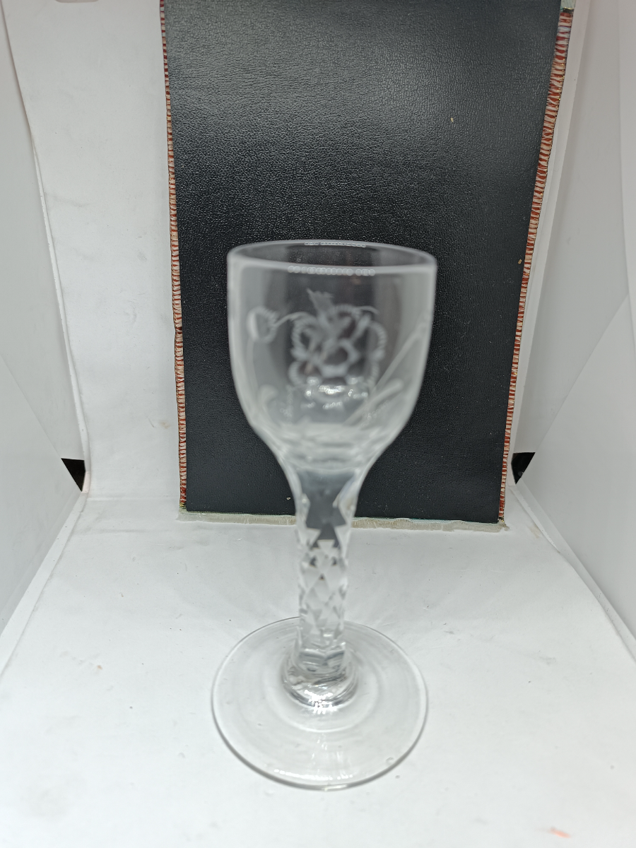 Antique Facet Cut Stem Georgian Wine Glass C 1810