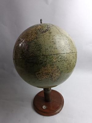 Antique Terrestrial Globe With Small Compass On Base
