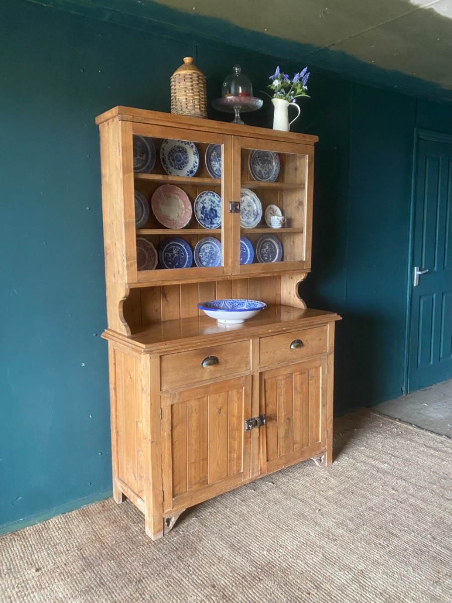 Antique Vintage Solid Pine Country Homes Kitchen Storage Pantry Cupboard Dresser