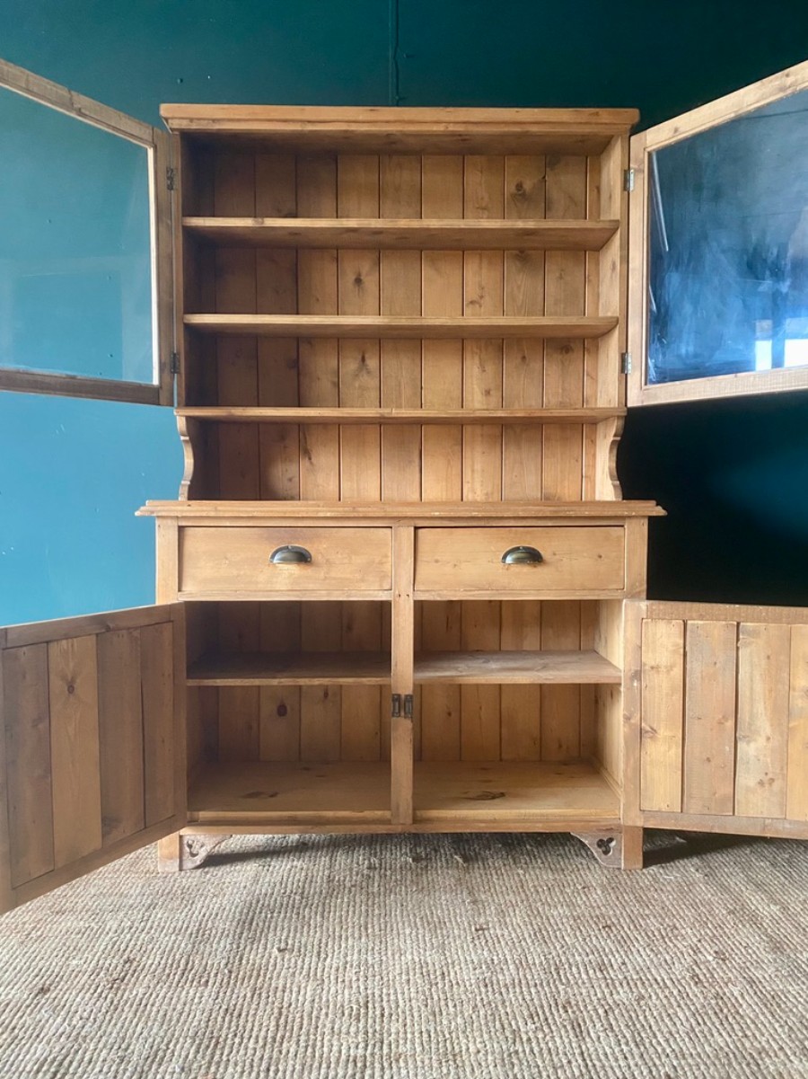 Antique Vintage Solid Pine Country Homes Kitchen Storage Pantry Cupboard Dresser