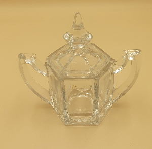 Art Deco Lidded Glass Jam/Mustard Pot