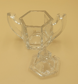 Shop now for our exquisite Art Deco, 'Trophy Style' jam/Mustard Pot with a spire finial. Free from cracks or chips. Add vintage elegance to your table!