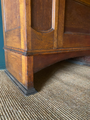 Arts & Crafts Solid Oak Antique Victorian Hallway or Bedroom Mirrored Wardrobe