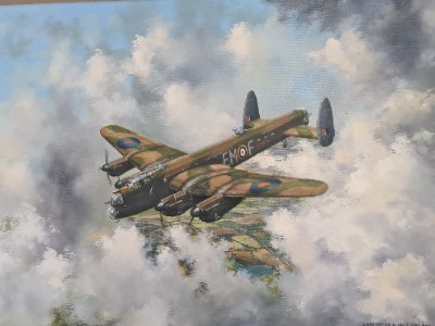 Bill Cockburn 1985 Painting Of A Lancaster.