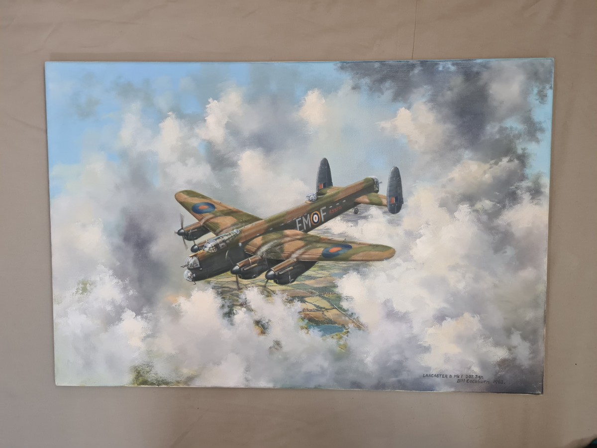 Discover our stunning 1985 painting of a 207 Squadron Lancaster B Mk1. Size 30x20. Inject character into your space. Shop now to bring history to life!