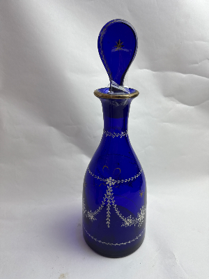 Bohemian Blue Blue Glass Decanter and Drinking Glasses