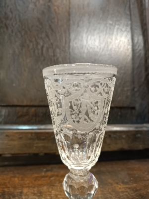 Discover our rare 1740 Bohemian/Dutch baluster stem lead glass goblet. Perfect for antique collectors, with 8.5cm base width and 17cm height. Shop now!
