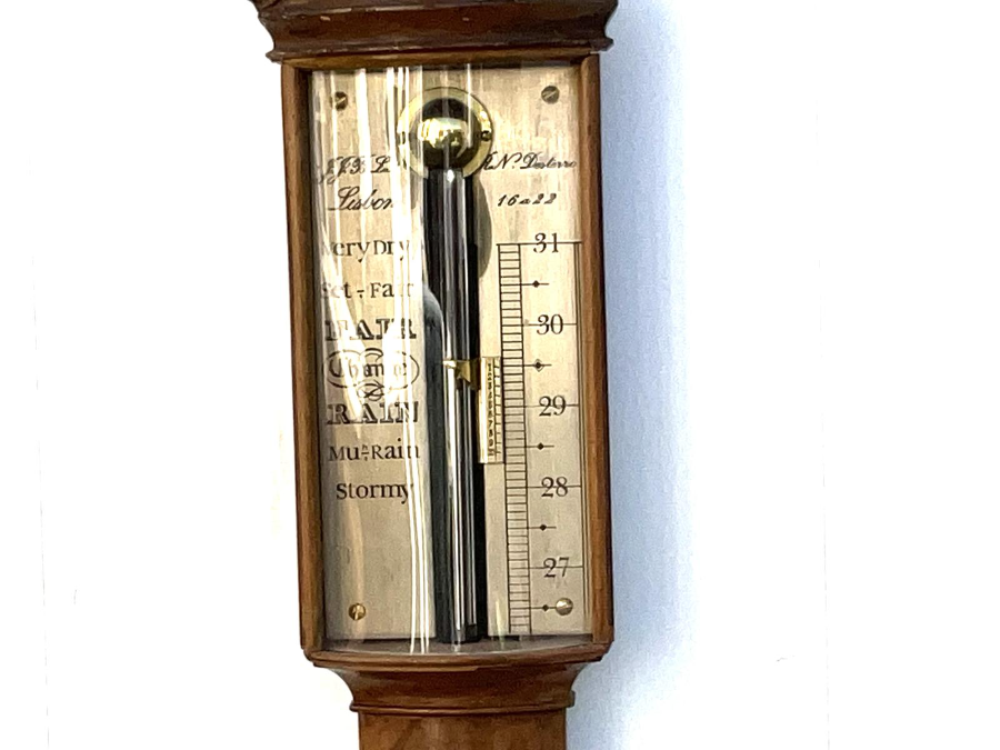 Bowed Satinwood Stick Barometer