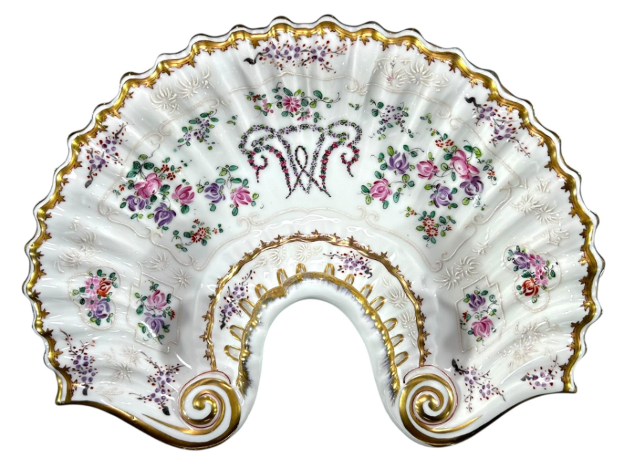 Circa 19th Century Porcelain Shell Form Shaving Bowl