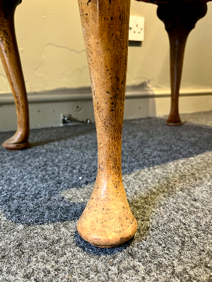 Carved Cabriole Leg Georgian Walnut Stool With Antique Kilim Wool Rug Upholstery